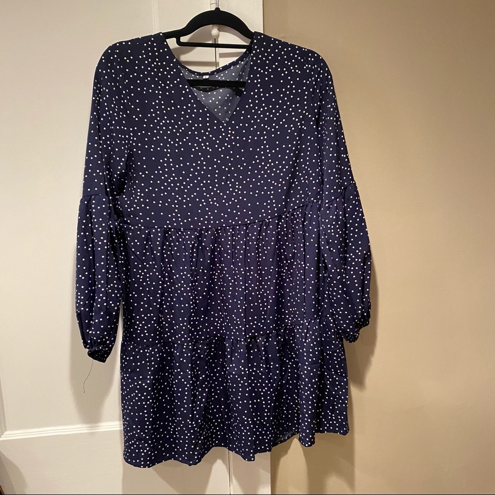 NWOT Navy Polka Dot Swing Dress Size L